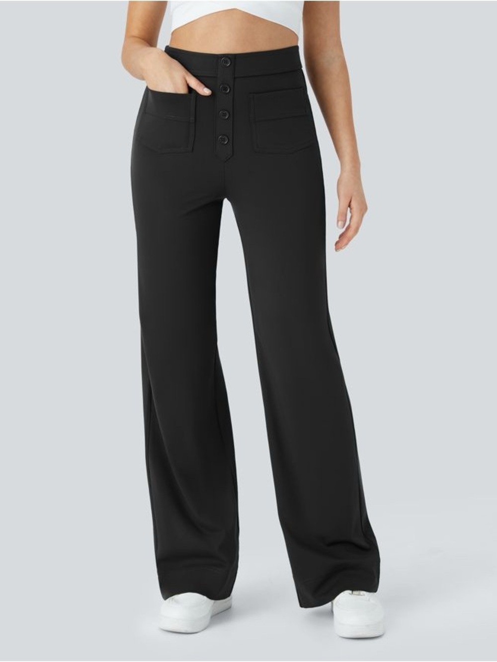 HALARA High Waisted Wide Leg Casual Pants (S)